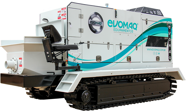 Bomba de concreto sobre esteiras da Evomaq